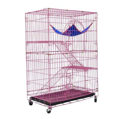 Customizable Foldable  Iron Cat pet cage Big Space Luxury Pet Cage With Wheels Movable  Cat House Pet Cat Carrier