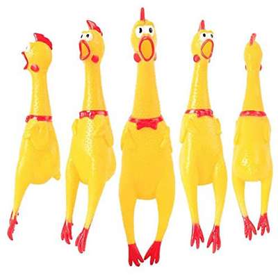 Hot Selling Funny Squeaky Dog Chew Toy Durable Interactive Screaming Rubber Chicken Attractive  Soft Yellow  Dog Molar Bite Toys