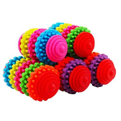 Durable Rubber Bite Resistance Pet Dog Toy Colorful Teeth Cleaning Pet Dog Chew Ball Toys Interactive Molar Bite Pet Dog Ball