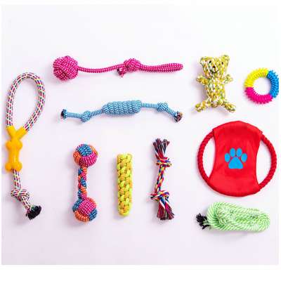 Funny Durable Cotton Rope Pet Dog Toy Sets Colorful Interactive Training Pet Chew Toy Teeth Cleaning Squeaky Dog Molar Chew Toy