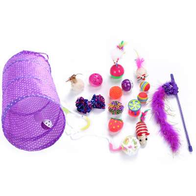 17pcs/set automatic play interactive cat toy ball mouse set custom wholesale tunnel ball feather cat toys