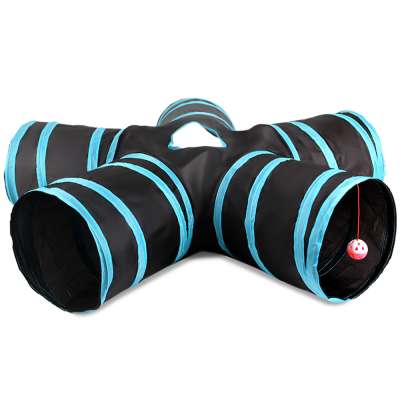 Custom Logo Printed 5 Holes Collapsible Foldable Training Cat Tent Tunnel Wholesale Cheap Cat Play Tent Tube Nest Funny Toys