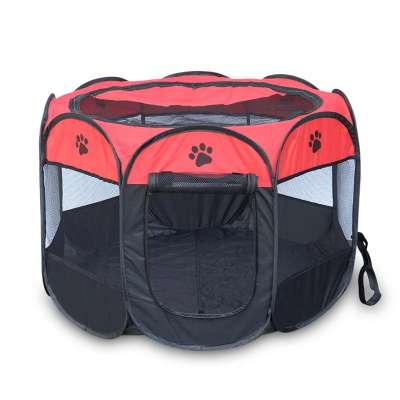 Outdoor Camping Folding Soft Pet Dog Tent Octagonal Breathable Waterproof Pet Tent Large Capacity Removable Dog Kennels Cages