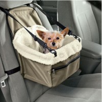 Deluxe adjustable waterproof pet dog cat car seat booster with zipper storage pouch