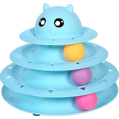 Wholesale Amazon Best Seller Three Layer Towers Cat Turntable Toys Environmentally PP Plastic Interactive Motion Cat Toy