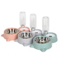 Wholesale non-slip custom Stainless Steel Plastic Stand Feeder Pet Dog Bowls With Water Dispenser